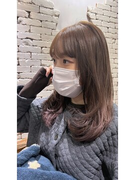 レイヤーカット　アディクシーカラー　透明感　ラベンダー