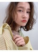 エアリーミディ ショートパーマ黒髪 黒髪 ホワイトアッシュ 