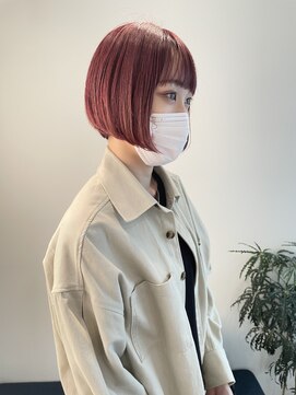 トレス(TRESS) ピンクカラー　前下がりショートボブ　ピンクラベンダー