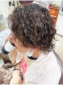 波巻きウルフ ツーブロック 波巻きパーマ