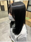 ワンレンボブ前下がりショート内巻きワンカール鎖骨ミディアム