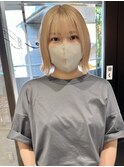 【村上慶登】ミルクティーベージュ外ハネボブケアブリーチ