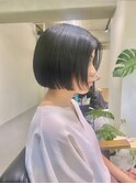 小顔ストレートボブ黒髪グレージュダークアッシュモード