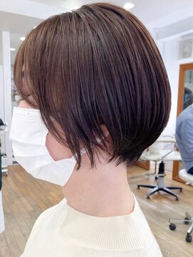 ルートエイチ 市川(Root H) ダブルカラーミルクティーベージュインナーカラーショートボブ
