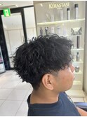 ツイストスパイラルパーマ アップバング ツーブロック