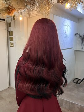 ラフ 原宿(L.a.a.g.f harajuku) 逆インナーカラー Red×Black☆@原宿