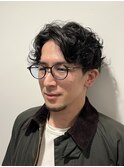 センターパート スパイラルパーマ メンズカット トランクスヘア