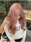【友都】ペールピンク×レイヤーカット