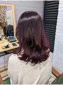 レッドグラデーション×ミディアムレイヤー大人可愛20代30代40代