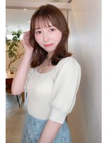 ココカラヘアー ニコ(cococara hair nico) 外ハネくびれミディ モカブラウン 天使の羽バング 前髪あり
