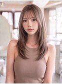 セミロングレイヤー＊顔周りレイヤーカット＊グレージュ
