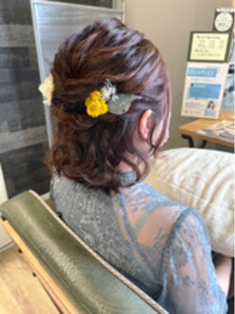 ゆるふわ　ボブアレンジ　お呼ばれヘアセット