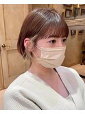 キャラメルベージュ__イヤリングカラー_ぱっつん前髪