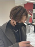 メンズバレイヤージュ/ウォームベージュ/センターパート