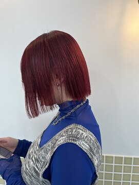 ルヴェルヘアー(Revel hair) タッセルボブ × バーガンディー × 酸性ストレート