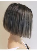 \暗髪グレージュミニボブ/アディクシーカラー×暗髪グレージュ