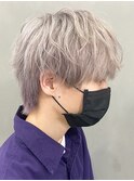 ダブルカラースパイラルパーマツイストパーマフェード短髪