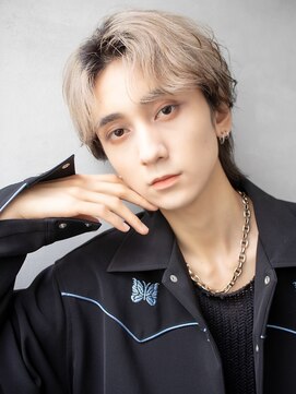 エイトメン 新宿店(EIGHT MEN) メンズ/センターパートウルフ/インナーカラー/ブリーチ/新宿駅