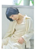 ブルーグレージュ×小顔ショートボブ♪