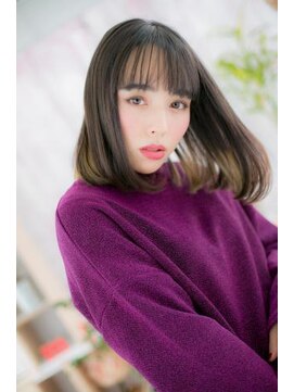 ヘアアンドビューティー ミック(Hair & Beauty miq) インナーカラーのシースルーバング透明感ミディアムc1