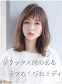 ひし形シルエットくびれヘア透け感前髪パーマ20代30代40代