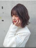 切りっぱなしボブ×イヤリングカラー