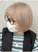 ダブルカラーミルクティーベージュカラーケアブリーチ韓国ボブ