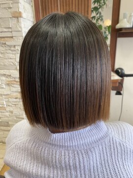 アローズ 荒尾店(arose) 切りっぱなしボブ+髪質改善縮毛矯正でまとまり抜群!