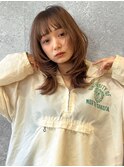 三軒茶屋_レディース_セミロング_ベージュ_レイヤー_顔まわり