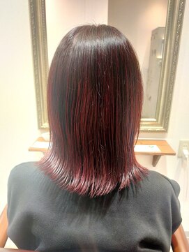 ヘアー グリーン(hair green) 30代40代50代/外ハネボブ/切りっぱなしボブ/ウォームレッド