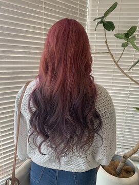 アース 三田南ウッディタウン店(HAIR&MAKE EARTH) 透明感カラー★ダブルカラーブリーチピンク、毛先バイオレット