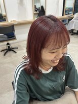 エンタリティ(entality)&nbsp;ワインレッドと外ハネレイヤースタイル