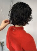 【三ツ井純】ショートボブパーマ レイヤーパーマ 黒髪 無造作