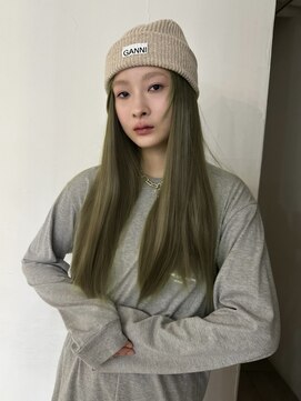 メゾンアクア 表参道(Maison ACQUA) ☆ブリーチなしダブルカラー オリーブ オリーブベージュ ボブ