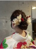 和装ヘアセット大人可愛いシニヨン成人式まとめ髪