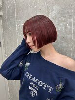 オーン 渋谷(OOn) ブリーチなしワインレッドミニボブ