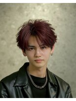 ネイビー(NAVY) ボルドーマッシュ × センターパート