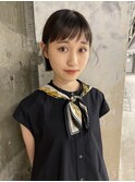 ワイドバングのミニボブスタイル