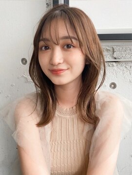 パザパ 嶋店(pa.za.pa) ひし形ミディアム顔回りレイヤー/アプリコットブラウン/20代30代