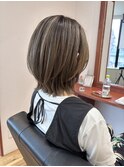 夏カラー/シルバーベージュ/ショートレイヤー/20代/30代40代
