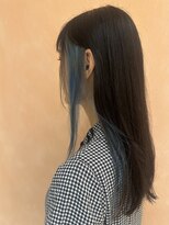 トリコ アヴェダ ららテラス北綾瀬(tricot AVEDA) インナーカラー/イヤリングカラー/ブルーカラー/黒髪/ロングヘア