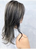 暗髪でも透明感!10代20代☆シルバーアッシュハイライト