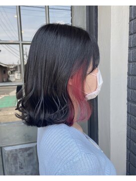 イキプラスディードットログ 大和八木駅前店(ikii+D.Log) インナーカラーピンク　イヤリングカラーピンクグラデーション