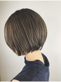 40代髪型/大人パッツとボブ×オリーブグレージュ×ハイライト