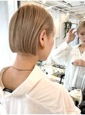 大人可愛い/切りっぱなしボブ/ショートボブ/ハイトーンボブ