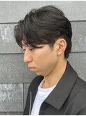 メンズマッシュセンターパートスパイラルパーマニュアンスパーマ