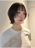 福井レイヤーボブ韓国ヘア前髪ぱっつんシースルー顔まわりカット