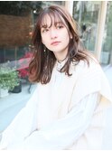2030代40代50代アプリコットオレンジハイライトカラーくびれヘア