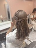 髪リボンサイドハーフアップ