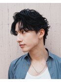 原宿ニュアンスパーマ毛流れヘアセンターパート大人ビジネスヘア